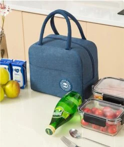 Merkloos Koeltas Lunch - Lunchtas Volwassenen - Kinderen - Lunchtrommel - Picknicktas - Koelzak - Coolbag - Waterdicht - Lunchtas - Koeltasje - Donker Blauw -Buitenkampeerwinkel 1015x1200