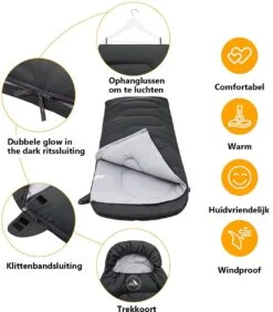 HikeMeister Mummy Slaapzak 1600 Gram - Kamperen - Zwart - Ca. 220 X 80 Cm - Met Binnenzak - Comfortzone: 0-15 Graden - Draagtas -Buitenkampeerwinkel 1051x1200 4