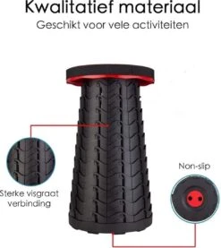 Kampeerkruk - Uitschuifbare Kruk - Rood/Zwart- Tot 120 Kg - Travel Stool - Opvouwbare Campingkruk - Inklapbaar Krukje - Telescopische Kruk - Camping - Outdoor 17 Kampeerkruk - Uitschuifbare Kruk - Rood/Zwart- Tot 120 Kg - Travel Stool - Opvouwbare Campingkruk - Inklapbaar Krukje - Telescopische Kruk - Camping - Outdoor -Buitenkampeerwinkel 1069x1200