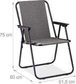Relaxdays Campingstoel Inklapbaar Set Van 2 - Klapstoel 100 Kg - Visstoel Met Armleuningen - Grijs -Buitenkampeerwinkel 1094x1200
