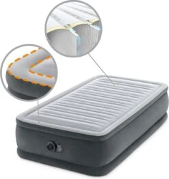 Intex Luchtbed - 1-Persoons - 99 X 191 X 46 Cm - Grijs - Met Ingebouwde Pomp, Hoeslaken Zwart En Reparatieset -Buitenkampeerwinkel 1133x1200 2