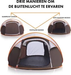Fly Lab Luxe Pop Up Tent - Kampeer Tent - Grijs/Oranje - 4 Persoons -Buitenkampeerwinkel 1136x1200 2
