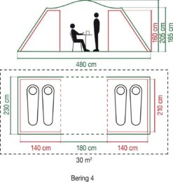 Coleman Bering 4 Vis-a-Vis Tent - Familietent - 4-Persoons - Groen -Buitenkampeerwinkel 1136x1200 3