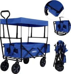 AREBOS Handwagen Vouwbare Dak Handwagen Vouwbare Trolley Uitrustingswagen Blauw -Buitenkampeerwinkel 1155x1200 1