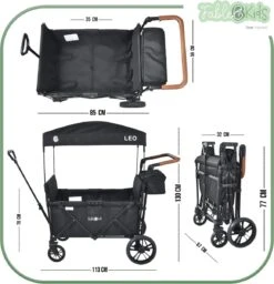FableKids LEO X4Lite Opvouwbare Handkar Met Dak Onyx Zwart -Buitenkampeerwinkel 1159x1200 3