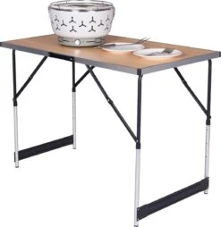 Kamyra® Campingtafel Inklapbaar - Kampeertafel, Partytafel - Opvouwbaar, Lichtgewicht & In Hoogte Verstelbaar - Aluminium/Hout -Buitenkampeerwinkel 1169x1200