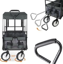 Monzana Bolderkar Opvouwbaar - 100 Liter - Met Afneembaar Dak Grijs -Buitenkampeerwinkel 1180x1200 4