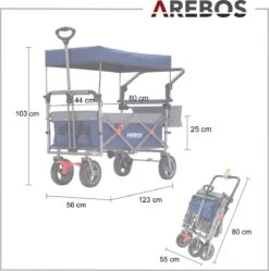 AREBOS Premium Steekwagen Met Dak Opvouwbare Tuinkar Handkar Bolderkar Blauw / Grijs 17 AREBOS Premium Steekwagen Met Dak Opvouwbare Tuinkar Handkar Bolderkar Blauw / Grijs -Buitenkampeerwinkel 1188x1200 8