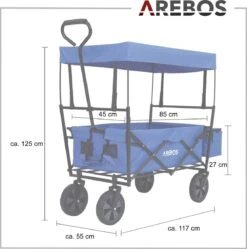 AREBOS Handwagen Vouwbare Dak Handwagen Vouwbare Trolley Uitrustingswagen Blauw -Buitenkampeerwinkel 1188x1200 9