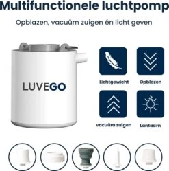 Luvego Luchtbed Pomp MINI PUMP - Oplaadbare Luchtbedpomp - 400LM Lantaarn - 3-in-1 -Buitenkampeerwinkel 1190x1200 11