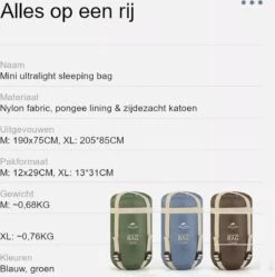 Naturehike® Slaapzak - Lichtgewicht - 205*85cm - Compact - Waterdicht - 3 Seizoenen Slaapzak Lente, Zomer & Herfst - Outdoor - Slaapzakken Volwassen & Kinderen -Buitenkampeerwinkel 1190x1200 6