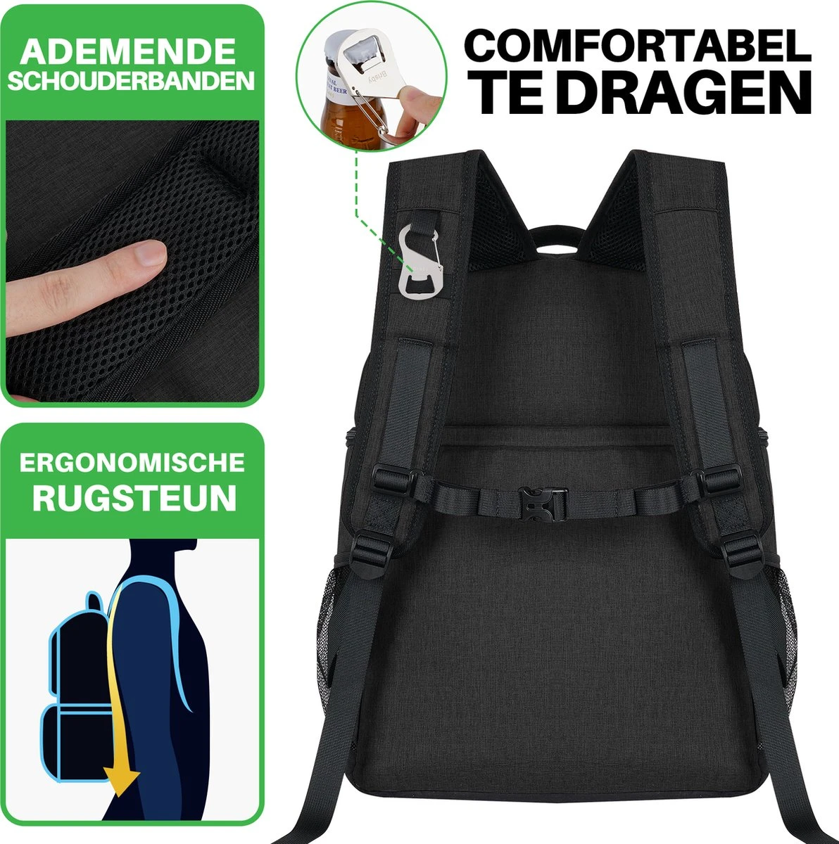 Brisby 4 Laags Geïsoleerde Koeltas Rugzak - 25 Liter - Met Handige Vakken Voor Bestek En Essentials - Waterafstotend Materiaal - Zwart 3 Brisby 4 Laags Geïsoleerde Koeltas Rugzak - 25 Liter - Met Handige Vakken Voor Bestek En Essentials - Waterafstotend Materiaal - Zwart - Afbeelding 3
