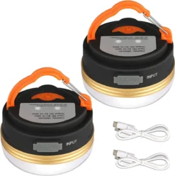 Albrillo Campinglamp LED 2 Stuks Campinglantaarn USB Oplaadbaar Campinglicht, 3 Modi Waterdicht Met 1800mAh Powerbank LED Campinglantaarn Tentverlichting Voor Vissen, Wandelen, Kamperen, Noodgevallen