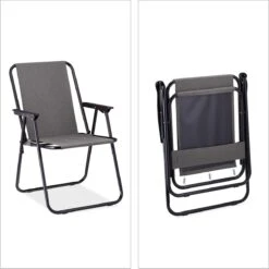 Relaxdays Campingstoel Inklapbaar Set Van 2 - Klapstoel 100 Kg - Visstoel Met Armleuningen - Grijs -Buitenkampeerwinkel 1198x1200