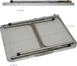 Alu Campingtafel 70x55cm - Inklapbbar Kampeertafel - Picknicktafel Licht Vouwtafel Klaptafel Grijs -Buitenkampeerwinkel 1200x1026