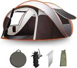 Fly Lab Luxe Pop Up Tent - Kampeer Tent - Grijs/Oranje - 4 Persoons -Buitenkampeerwinkel 1200x1059 3