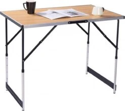 Kamyra® Campingtafel Inklapbaar - Kampeertafel, Partytafel - Opvouwbaar, Lichtgewicht & In Hoogte Verstelbaar - Aluminium/Hout -Buitenkampeerwinkel 1200x1066