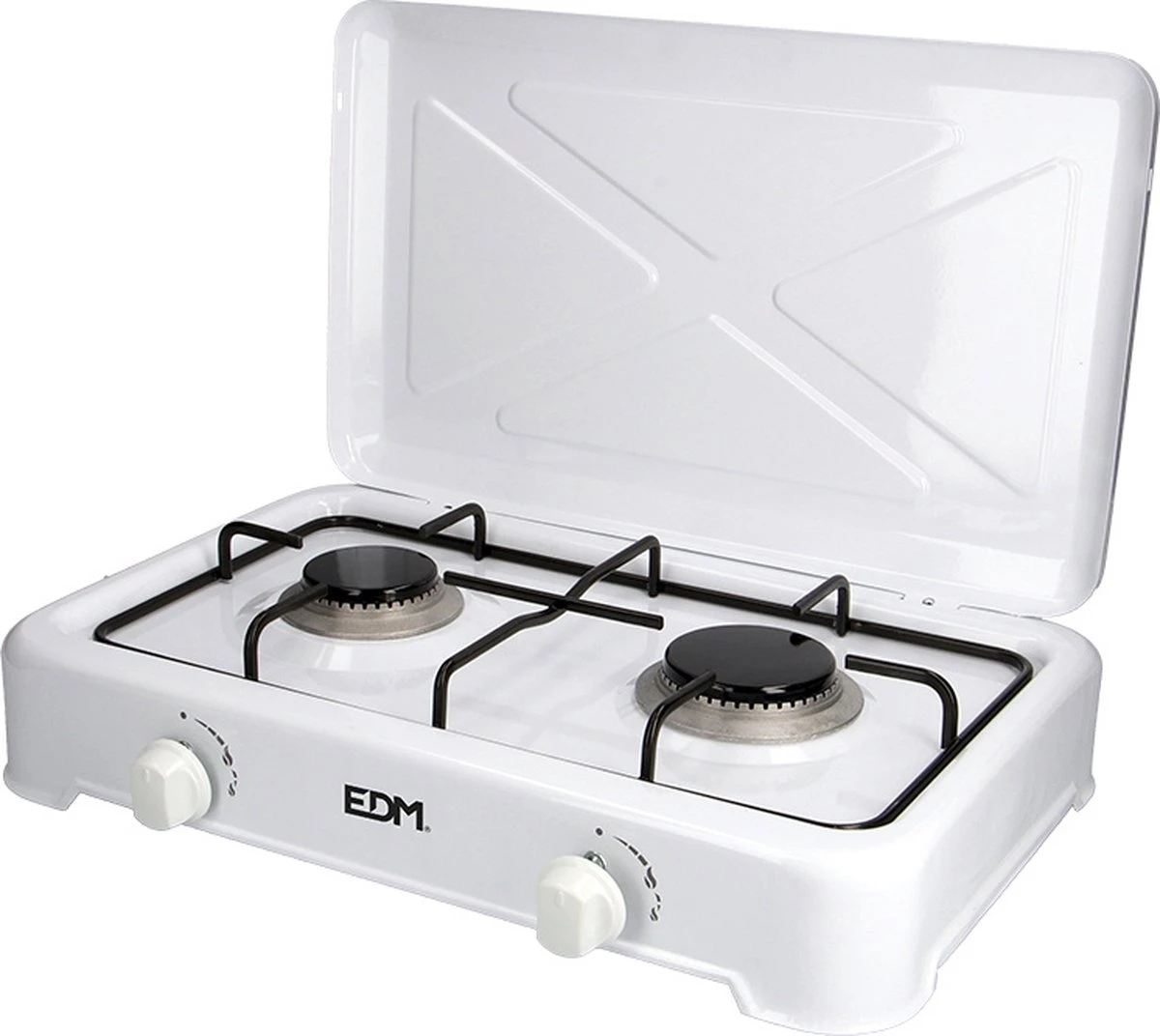 EDM 2-Pits Gaskooktoestel - Camping - Wit - 46x30x12 Cm 1 EDM 2-Pits Gaskooktoestel - Camping - Wit - 46x30x12 Cm