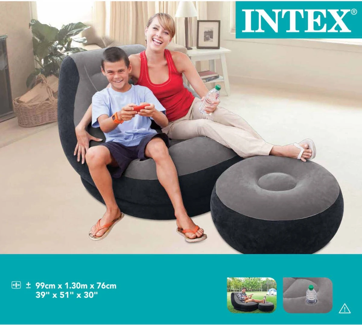 Intex Lounge Stoel - Ultra Lounge - Opblaasbaar - Grijs/zwart 8 Intex Lounge Stoel - Ultra Lounge - Opblaasbaar - Grijs/zwart - Afbeelding 8