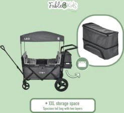 FableKids LEO X4Plus Opvouwbare Wagen Met Dak Fossil Grey -Buitenkampeerwinkel 1200x1089 3