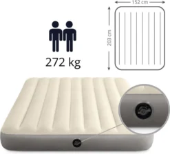 Intex Luchtbedset Intex Luchtbed - 2-Persoons - 152 X 203 X 25 Cm - Beige + Intex Elektrische Pomp - 650 Liter/min + Hoeslaken Wit + Reparatieset -Buitenkampeerwinkel 1200x1090 3