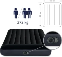 Intex Luchtbed - Twijfelaar - 137 X 191 X 25 Cm - Blauw - Met Ingebouwde Pomp, Hoeslaken Antraciet En Reparatieset -Buitenkampeerwinkel 1200x1096 3