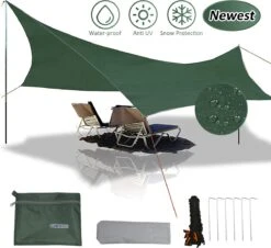 Merkloos BRGOOD Tarps - Shelter - Rechthoek - 240*220cm - Waterdicht - Met Scheerlijnen En Haringen - Geen Stokken - Voor Kamperen - Groen 10 Merkloos BRGOOD Tarps - Shelter - Rechthoek - 240*220cm - Waterdicht - Met Scheerlijnen En Haringen - Geen Stokken - Voor Kamperen - Groen -Buitenkampeerwinkel 1200x1098 4