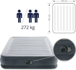 Intex Luchtbed - Twijfelaar - 137 X 191 X 33 Cm - Grijs - Met Ingebouwde Pomp, Hoeslaken Antraciet En Reparatieset -Buitenkampeerwinkel 1200x1100 9