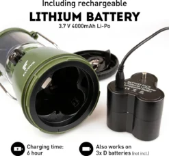 Favour L0818 Retro Camping Lamp Oplaadbaar LED, 320 Lumen, IP64 Waterdicht, Draagbare Kampeerlamp, Tentlamp, Acculamp, Traploos Dimbare Lamp Incl. Kaarslicht-modus, Groen -Buitenkampeerwinkel 1200x1106 7