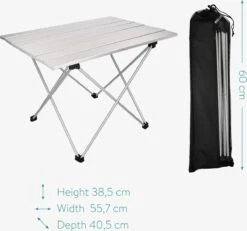 Navaris Campingtafel - Inklapbaar Campingtafeltje Van Aluminium - Opvouwbare Tafel Inclusief Draagtas - Picknicktafel - Zilver -Buitenkampeerwinkel 1200x1120 2