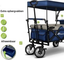 Tresko- Bolderkar, Grijs, Opvouwbaar, Met Dakje, Geschikt Tot 80 Kg - Bolderwagen - Kinderenvervoer - Bolderkarren - Tuinkar - Kinderwagen -Buitenkampeerwinkel 1200x1124 3