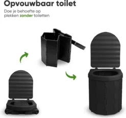 KNGZ Outdoor Gear – Camping Toilet – Nieuw Model – Biologisch Afbreekbare Zakjes – Opvouwbare Camping Toilet Met Deksel – Camping Toilet Hoge Zit – Draagbare WC Emmer Volwassen – Draagbaar Mobiel Potje – Nachtemmer – Opvouwbaar Toilet – Kamperen -Buitenkampeerwinkel 1200x1125 5