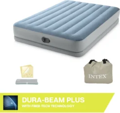 Intex Mid-Rise Comfort - Luchtbed - 2-Persoons - 152x203x36 Cm (BxLxH) - Blauw/Grijs - Met FastFill USB Pomp