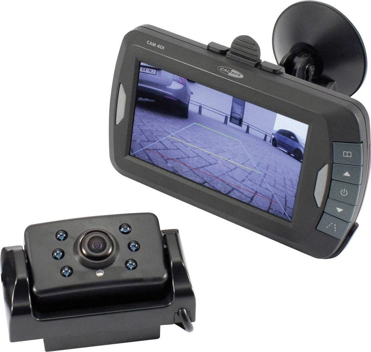 Caliber Draadloze Achteruitrijcamera Met 4,3 Inch Scherm Voor Auto En Camper Waterbestendig (CAM401) 1 Caliber Draadloze Achteruitrijcamera Met 4,3 Inch Scherm Voor Auto En Camper Waterbestendig (CAM401)