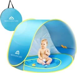 Needventure Baby Strandtent - Pop Up Tent - Windscherm Strand - Camping Strandtentje - Speeltent - Blauw