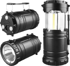 Campinglamp - Tentlamp - Lantaarn - Multifunctioneel - LED Lamp Op Batterijen - Zwart