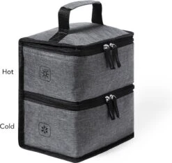 Merkloos Koeltas Met Dubbel Compartiment - Lunchtas - Koeltasje Lunch - Koelelementen - Koud - Warm - Isolatie - Volwassenen - Dames - Heren - 14 X 22 Cm - Polyester - RPET - Aluminium - Grijs -Buitenkampeerwinkel 1200x1144 2
