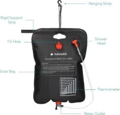 Navaris Campingdouche Op Zonne-energie - 20 Liter - Verwarmbare Camping Douchezak Met Douchekop, Slang En Kraan - Ideaal Voor Reizen En Kamperen -Buitenkampeerwinkel 1200x1146 5