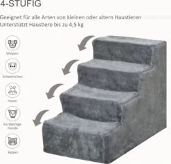 PawHut Huisdierentrap Hondentrap Met 4 Treden Kattentrap Met Afneembare Pluchen Hoes D06-091 -Buitenkampeerwinkel 1200x1154 2