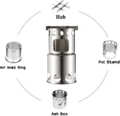 Merkloos Campingkooktoestel, Houtkachel, Draagbaar, Roestvrij Staal, Hobo-kooktoestel Met Opbergzak, Voor Barbecue, Camping, Picknick, Wandelen -Buitenkampeerwinkel 1200x1163 6