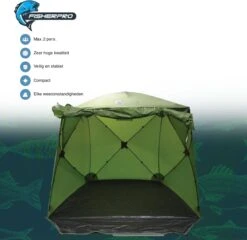 FisherPro WildLand Tent –comfortabele Vistent – Handige Strandtent – Compacte Festival Tent - Uitbreid Mogelijkheden Met Stormcover - Geschikt Voor 2 Personen -Buitenkampeerwinkel 1200x1164 3