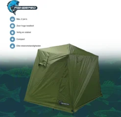 FisherPro Karpertent Met Stormcover – Vistent – Tent - Bescherming Tegen Zon En Wind – 100% Waterdichte Stormhoes – Met Handige Meeneemtas – Ook Geschikt Als Strandtent Of Festivaltent – Extra Veiligheid En Warmte Door Stormcover -Buitenkampeerwinkel 1200x1164 4