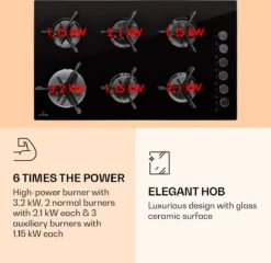 Trifecta 6 Gaskookplaat 6-pits Grote, Normale En Extra Glaskeramische Branders -Buitenkampeerwinkel 1200x1167 11