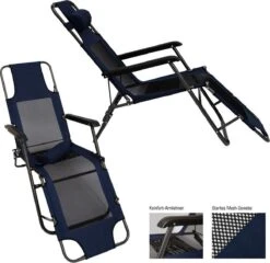 Ligstoel 180x60cm - Opvouwbaar Campingstoel Ligbed Strandstoel Tuinstoel Vouwligstoel Blauw -Buitenkampeerwinkel 1200x1168 1