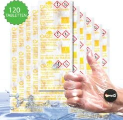 LevinQ Waterzuiveringstabletten 120x 1 Liter - Houdbaar 2027! + LevinQ Handschoenen PE - British Army NATO Veilig Drinkwater