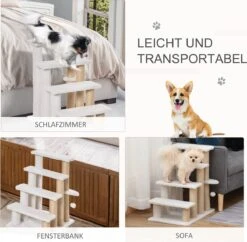 PawHut Huisdierentrap Met Krabpaal Bal 4 Treden Kattentrap Dierentrap Pluche Jute D06-093 -Buitenkampeerwinkel 1200x1178 20