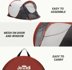 JEMIDI Tweepersoons Pop-up Tent - Opgooitent, Werptent Voor 2 Personen - Ideaal Als Festivaltent Of Kampeertent - Verschillende Kleuren -Buitenkampeerwinkel 1200x1179 4