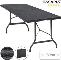Casaria Tuintafel Opvouwbaar – Met Draaggreep 180x75 Cm – Zwart -Buitenkampeerwinkel 1200x1180 1