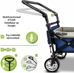 Tresko- Bolderkar, Grijs, Opvouwbaar, Met Dakje, Geschikt Tot 80 Kg - Bolderwagen - Kinderenvervoer - Bolderkarren - Tuinkar - Kinderwagen -Buitenkampeerwinkel 1200x1182 17