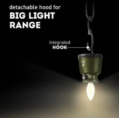 Favour L0818 Retro Camping Lamp Oplaadbaar LED, 320 Lumen, IP64 Waterdicht, Draagbare Kampeerlamp, Tentlamp, Acculamp, Traploos Dimbare Lamp Incl. Kaarslicht-modus, Groen -Buitenkampeerwinkel 1200x1183 5